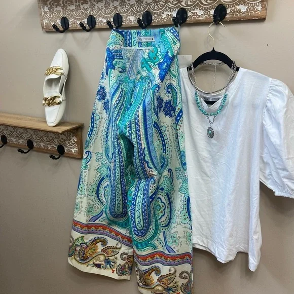 Spring/summer 🆕French Riviera ZARA mediterranean vibes pant Xs waist 29 - Picture 5 of 8